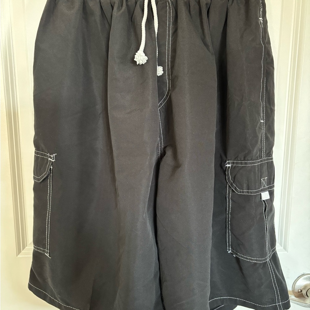 Surf Ave Men’s Black Swim Trunks XXL VGUC Beach Pool Vacation Drawstring